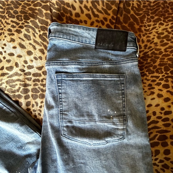 PacSun Dark Wash Distressed Skinny Stacked Comfort Stretch Jeans 36 x 32 - Picture 7 of 10